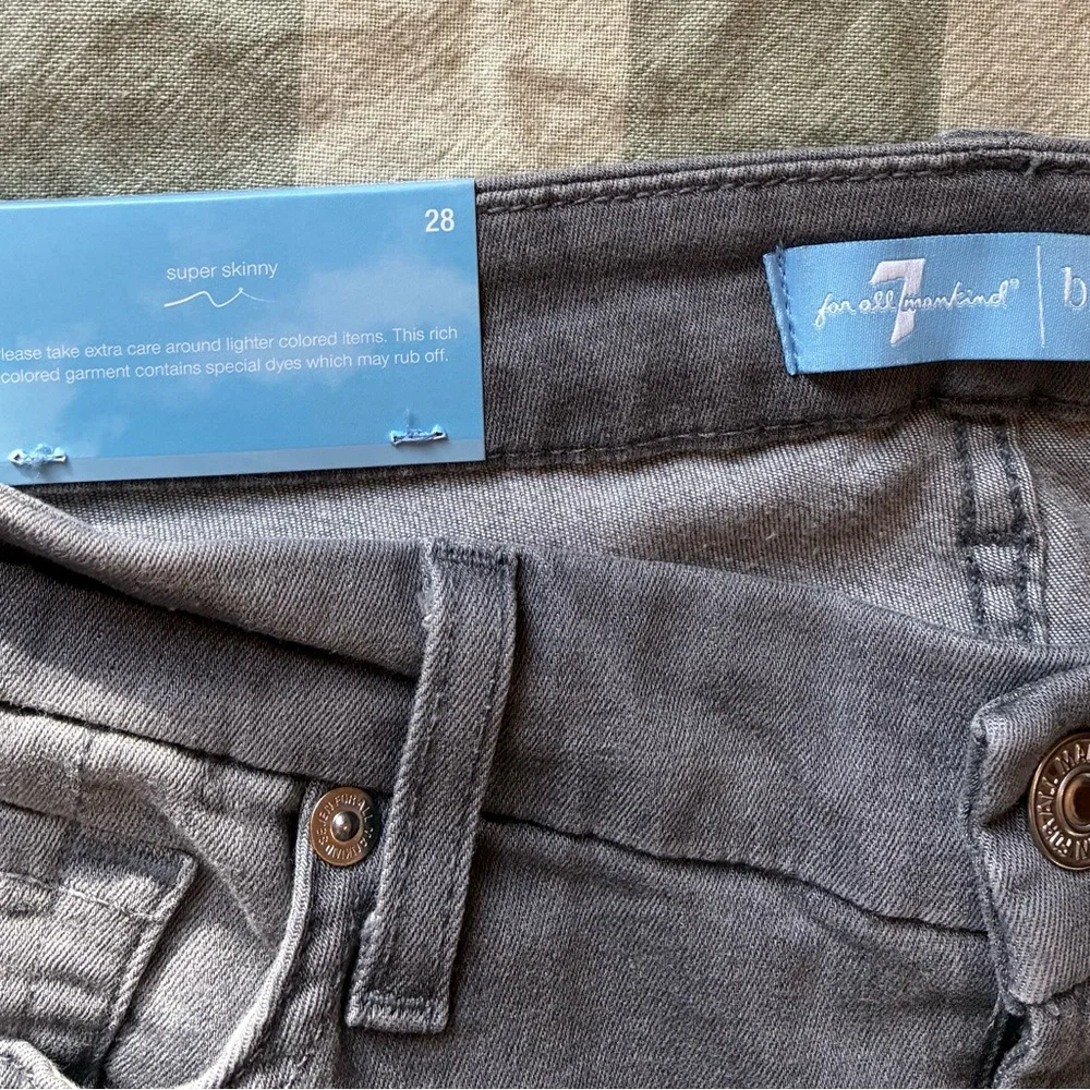 NWT 7 For All Mankind 7FAMK b (air) The Ankle Skinny Jeans Stretch Light Gray 28 - Picture 6 of 11